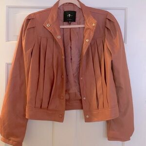 7 for all Mankind Medium Womans Blush Pink Faux Leather Bomber Jacket XS